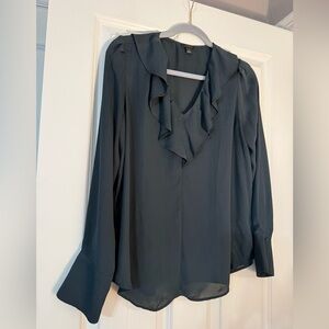 Ann Taylor Black Ruffled Blouse
